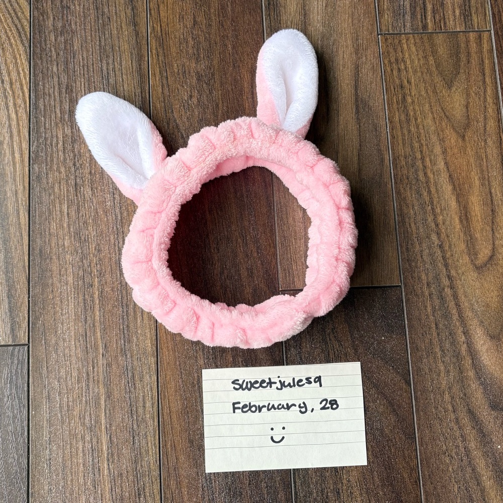 PINK BUNNY Soft Stretchy Headband For Skincare